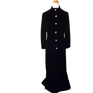 1940's Vintage Black Velvet Coat by Sandra Sage, floor length